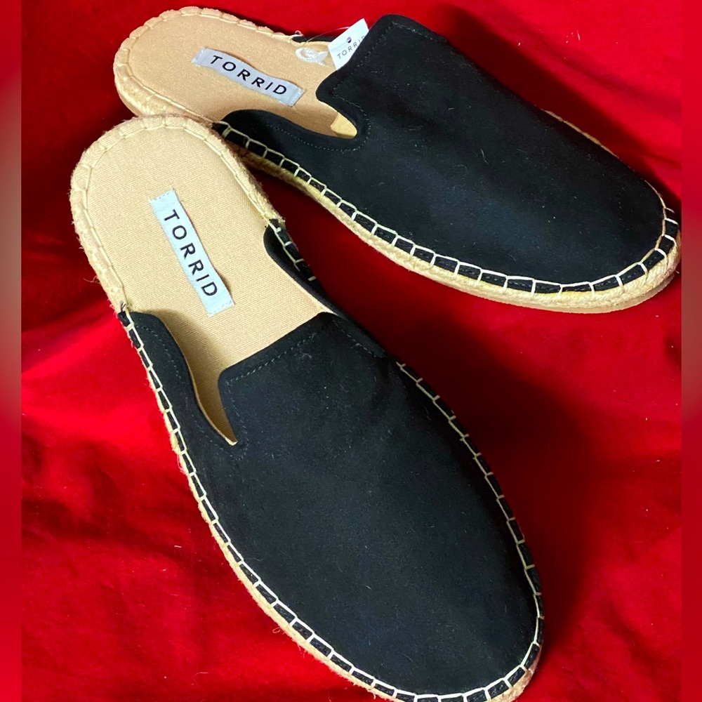 Black and Light Tan  MuleEspadrille Slides